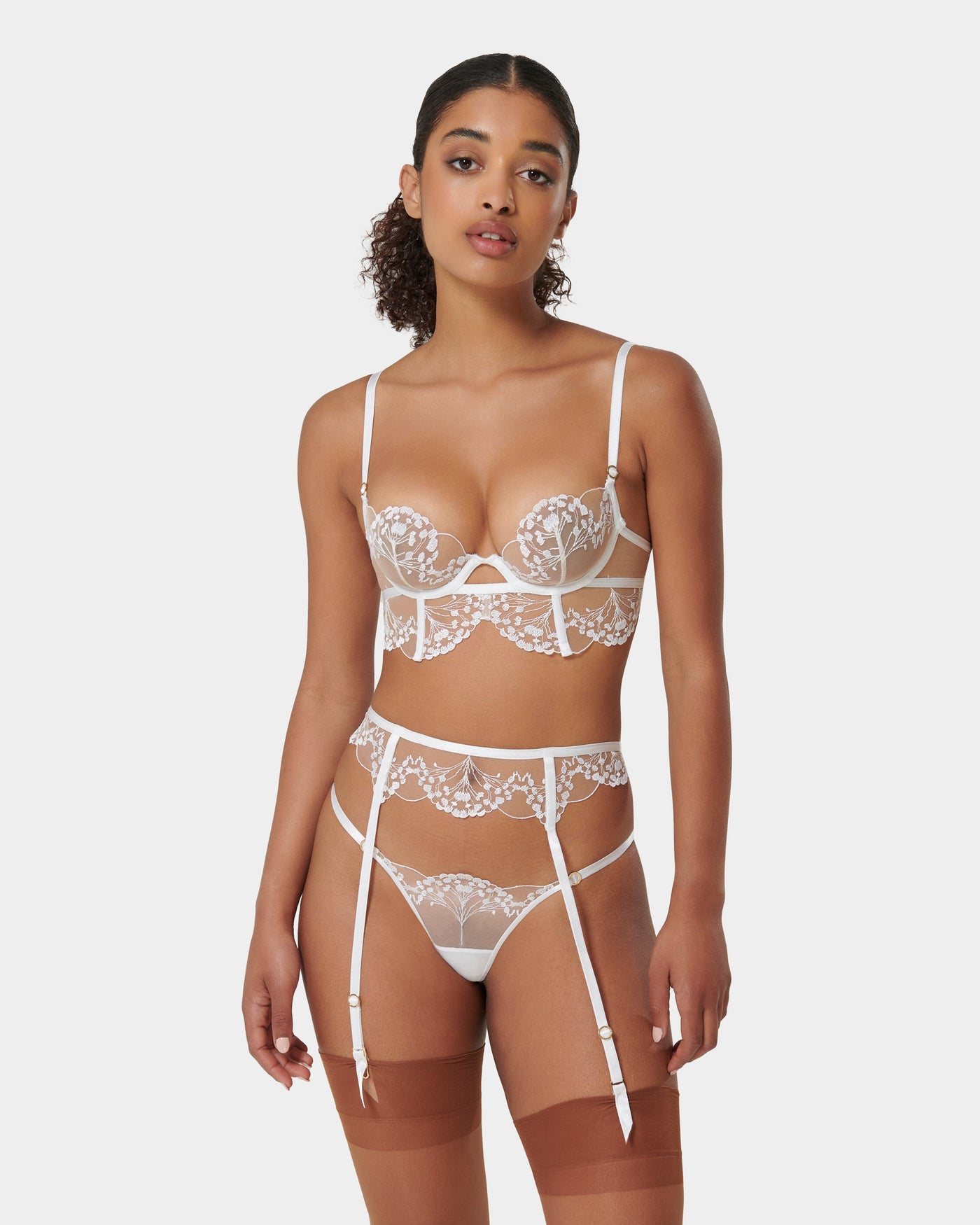 Marisa Suspender White/Sheer
