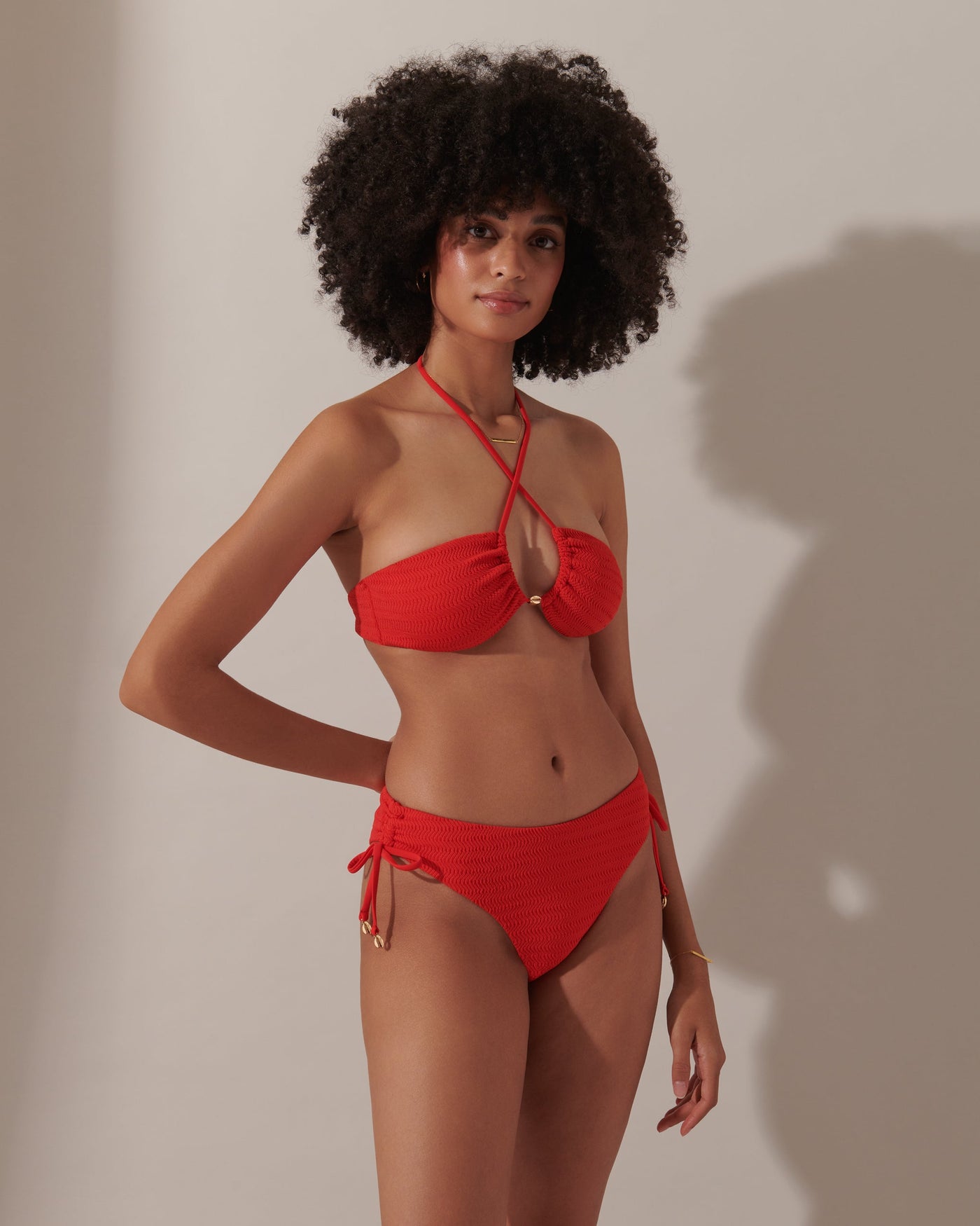 Shala Multi-Way Bandeau Bikini Top Red