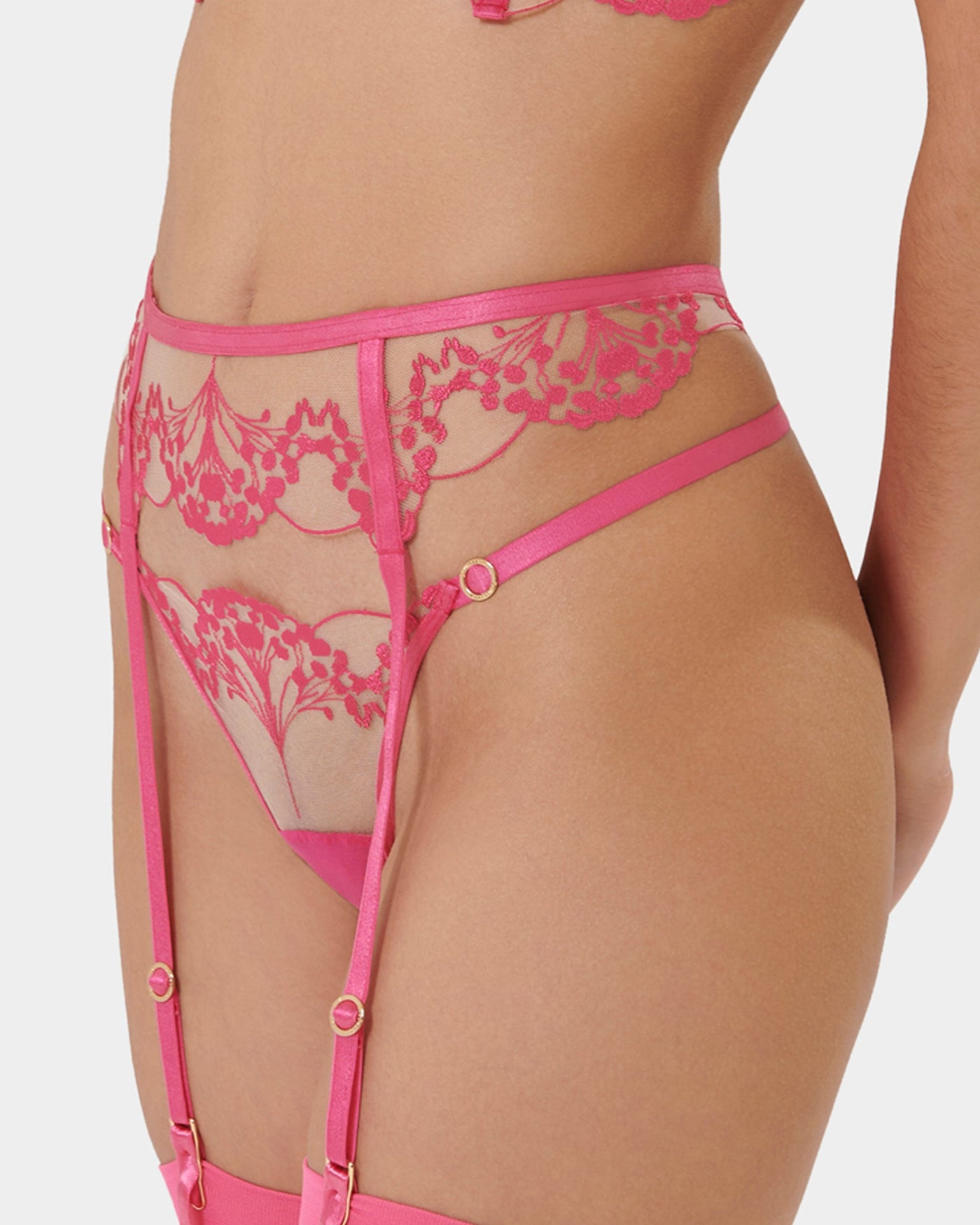 Marisa Suspender Fuchsia Pink/Sheer