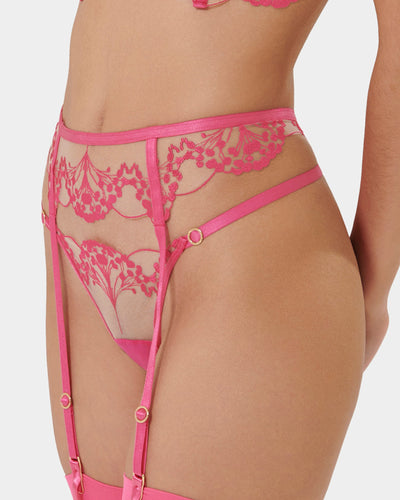 Marisa Suspender Fuchsia Pink/Sheer