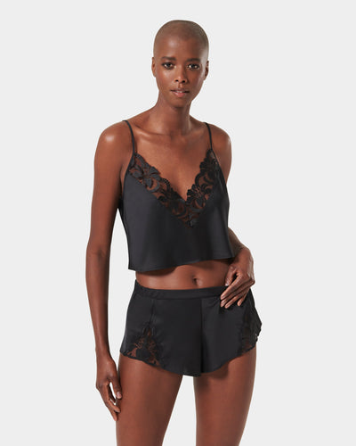 Leonora Luxury Satin Cami and Short Set Black