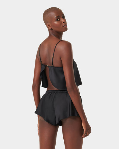 Leonora Luxury Satin Cami and Short Set Black