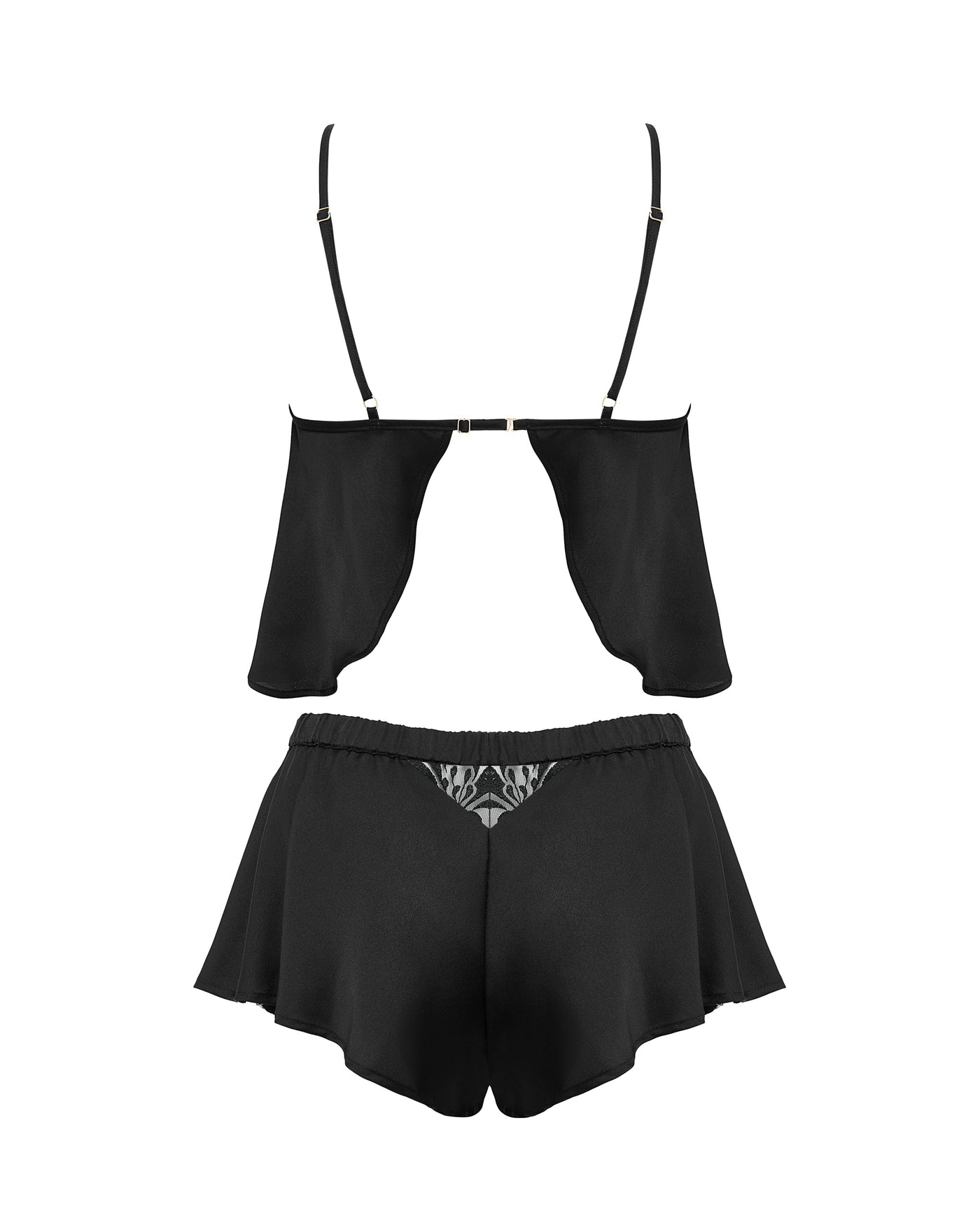 Leonora Luxury Satin Cami and Short Set Black