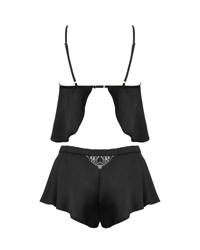 Leonora Luxury Satin Cami and Short Set Black