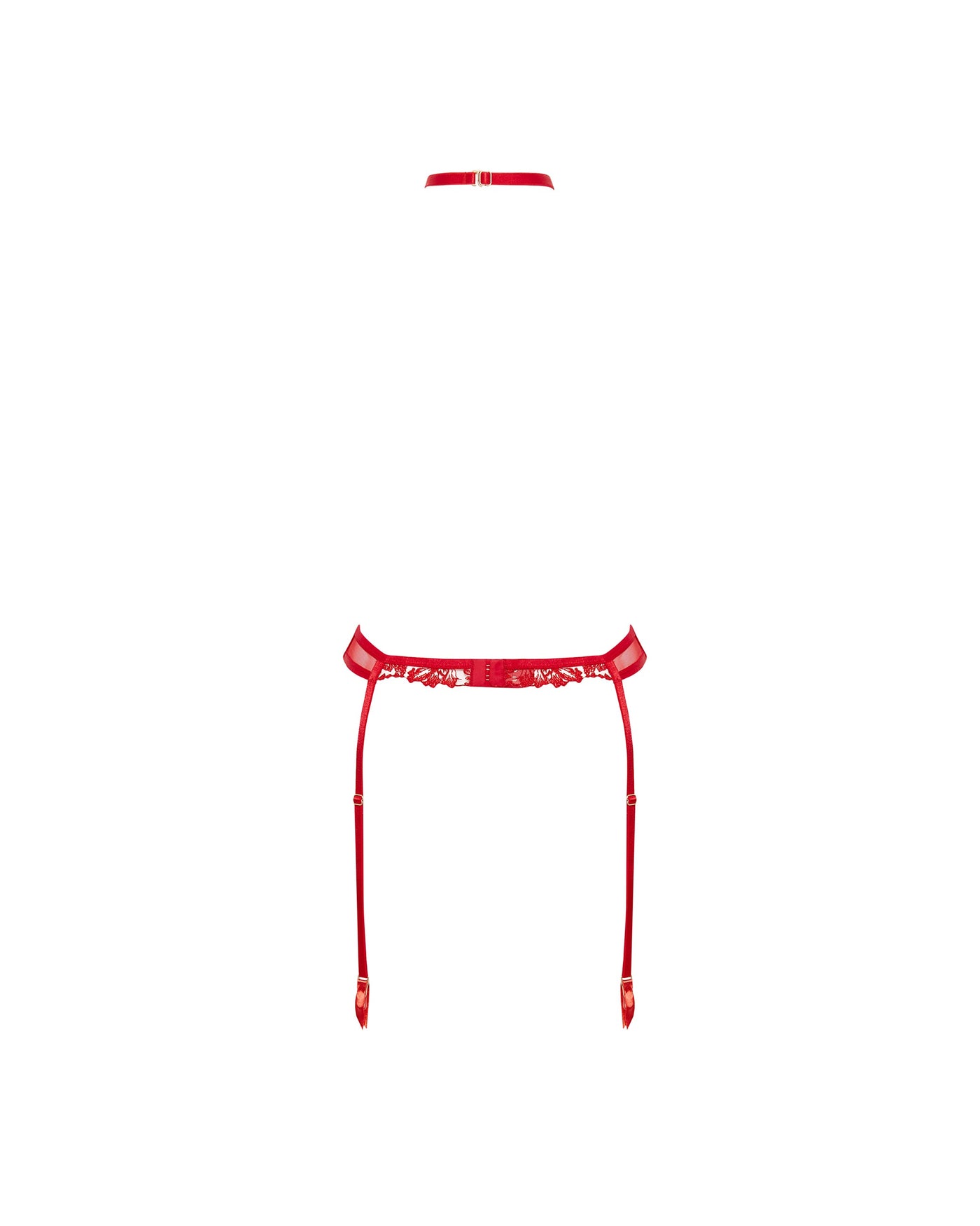Samara Suspender Harness (with detachable collar) Red/Sheer