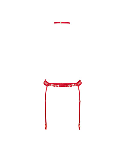 Samara Suspender Harness (with detachable collar) Red/Sheer