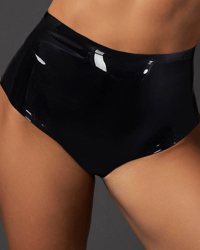 Latex High-waist Hot Pant Black