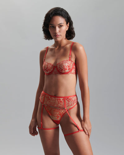 Rosalie Thigh Harness Red/Sheer