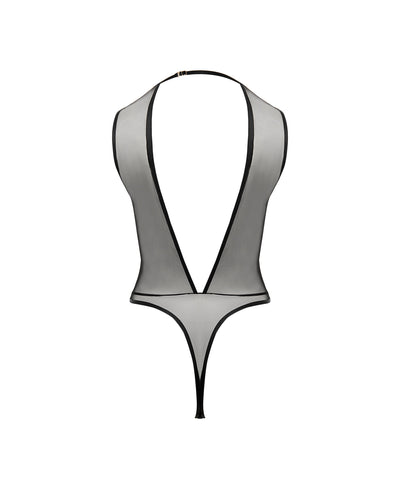 Safiya Embroidered Sheer Bodysuit Black