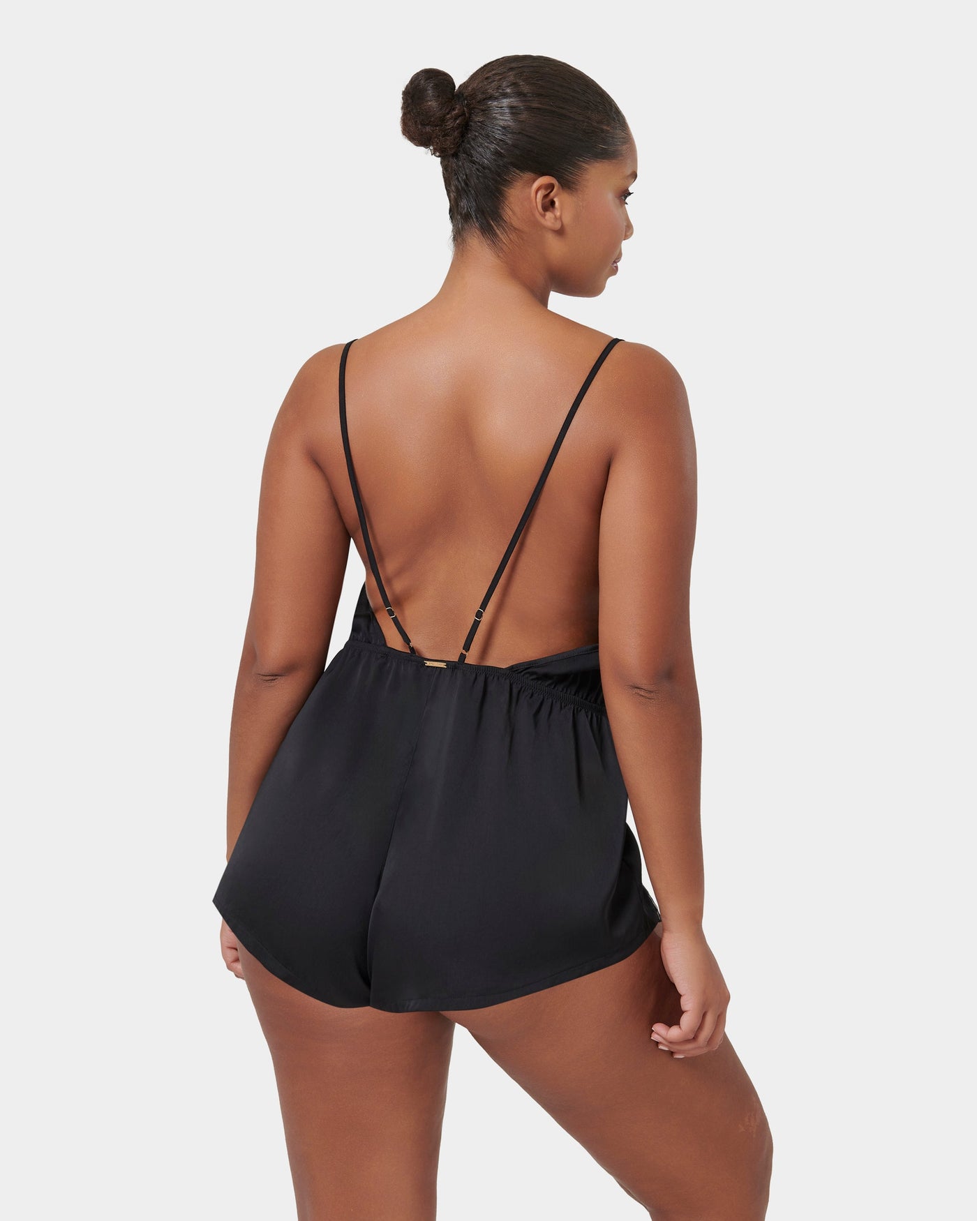 Genevieve Luxury Satin Teddy Black/Sheer