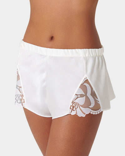 Leonora Luxury Satin Cami and Short Set White/Sheer