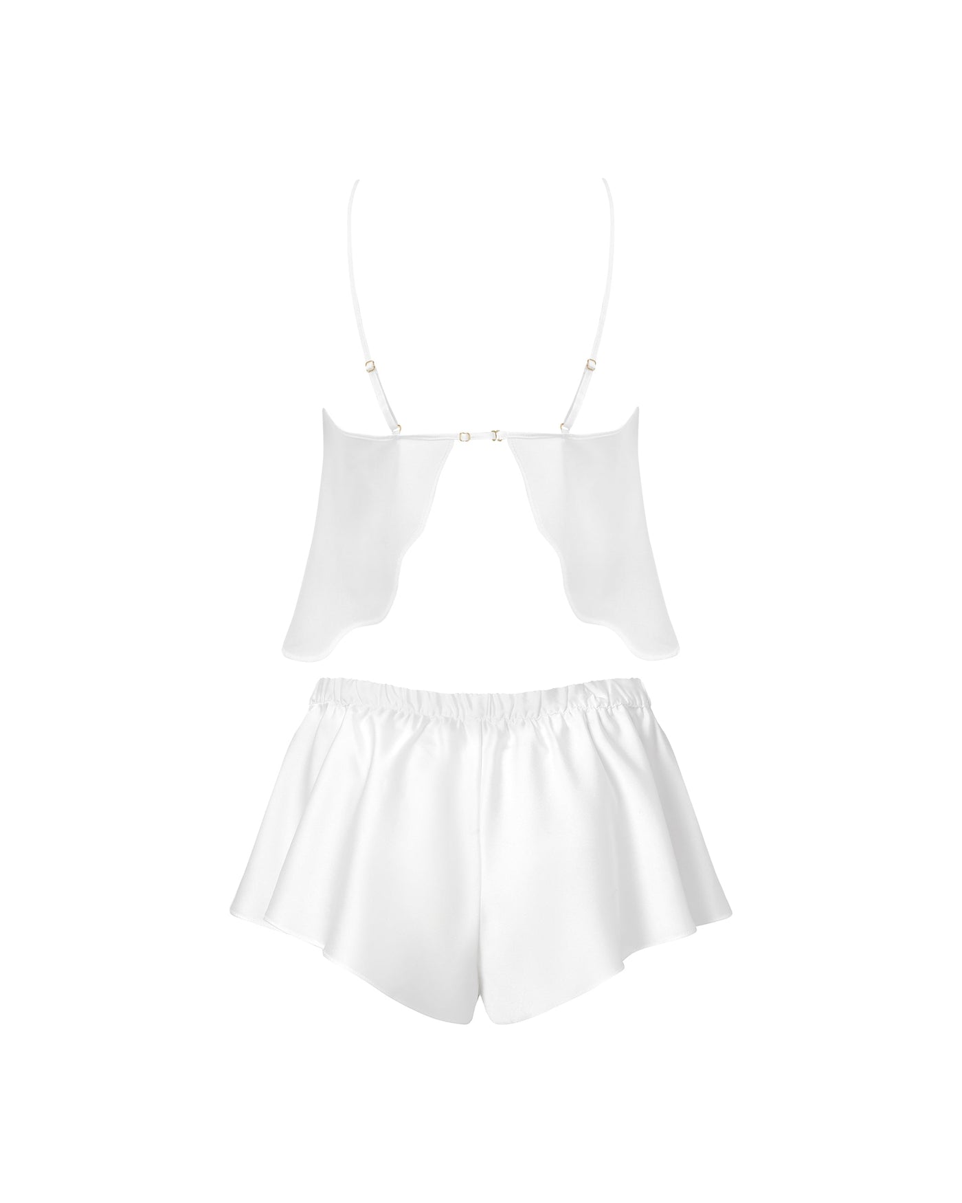 Leonora Luxury Satin Cami and Short Set White/Sheer