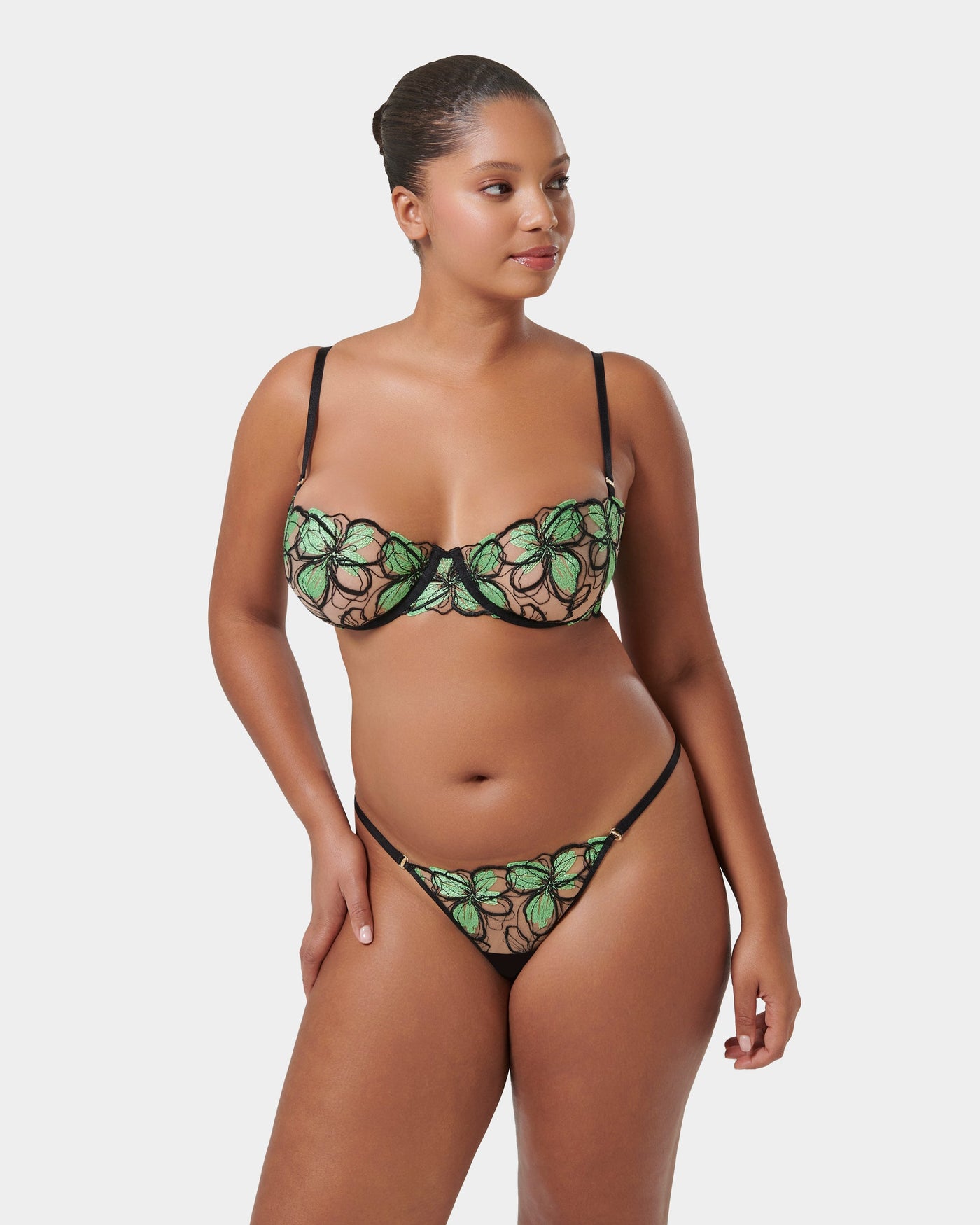 Odette Thong Black/Summer Green