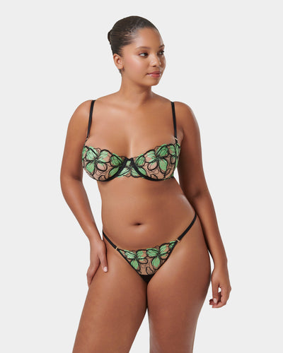 Odette Thong Black/Summer Green