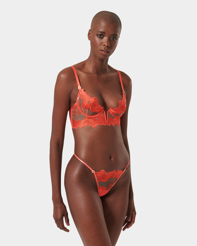 Serenity Thong Hot Coral/Sheer