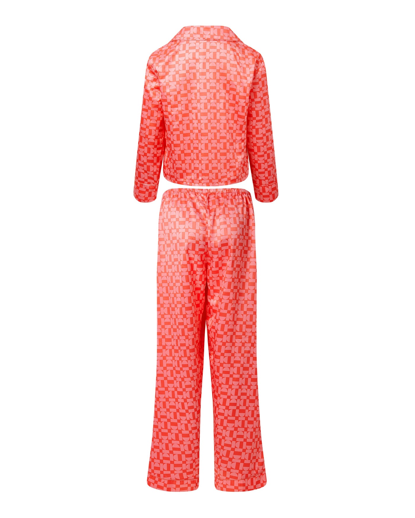 Tabitha Luxury Satin Long Pyjama Set Hot Coral/Dianthus Pink