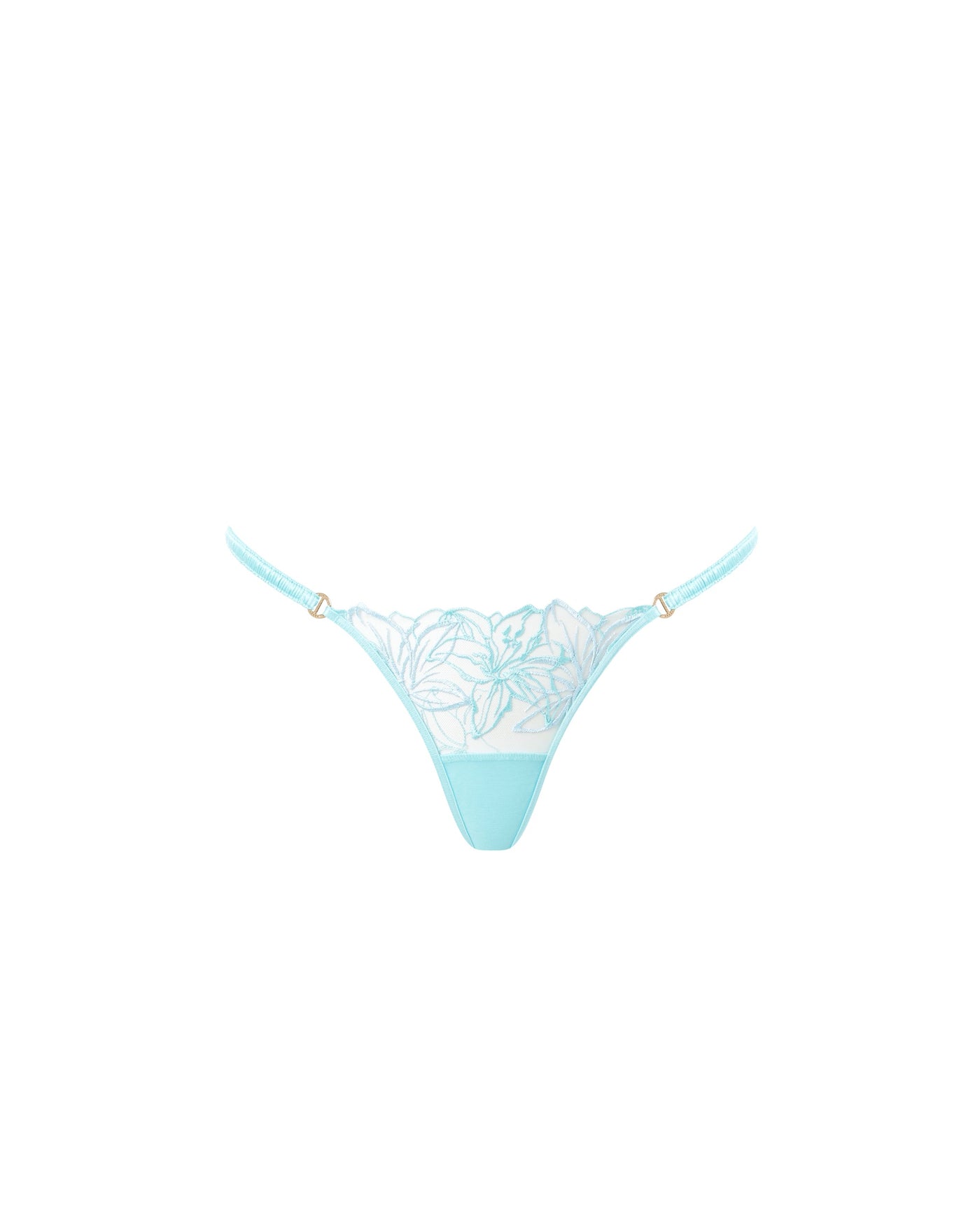 Lilly Floral Embroidered Thong Blue