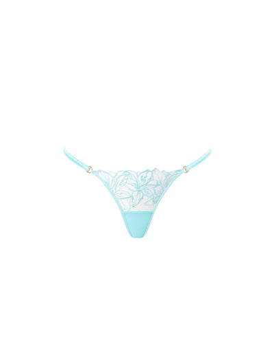 Lilly Floral Embroidered Thong Blue