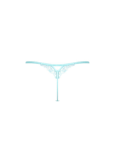 Lilly Floral Embroidered Thong Blue