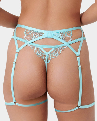 Lilly Embroidered Thigh Harness Blue