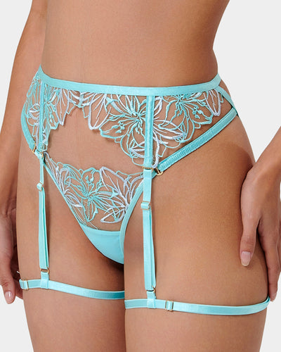 Lilly Embroidered Thigh Harness Blue