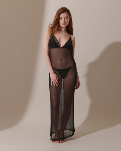 Marlowe Long Chemise Black Metallic