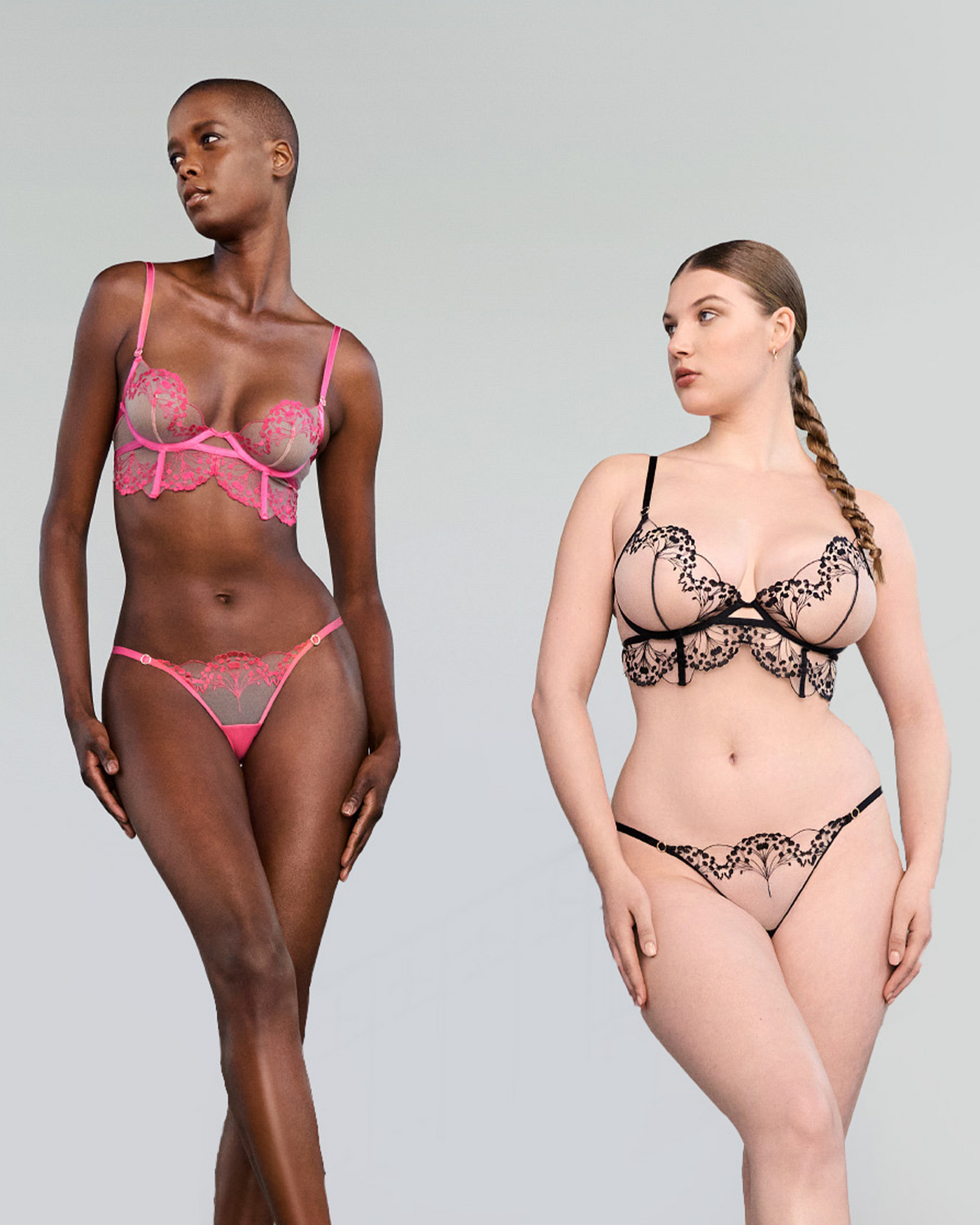 Set: Marisa Fuchsia Pink/Sheer