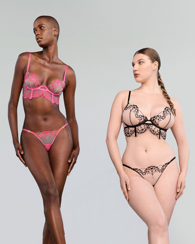 Set: Marisa Fuchsia Pink/Sheer