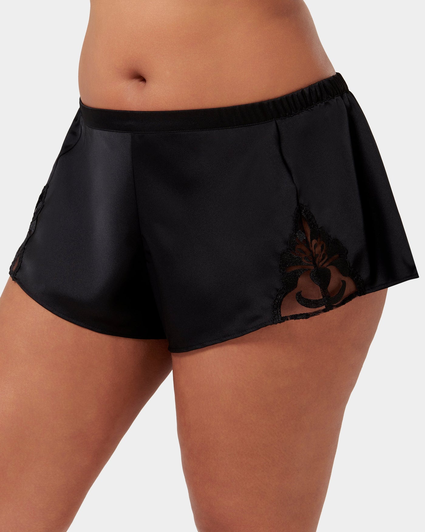 Leonora Luxury Satin Cami and Short Set Black