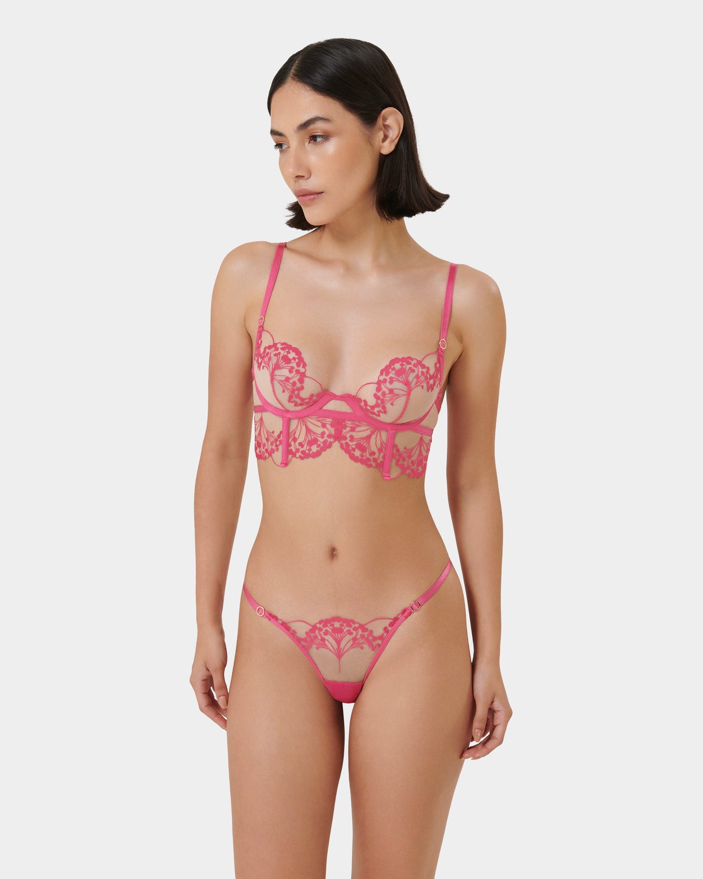 Set: Marisa Fuchsia Pink/Sheer